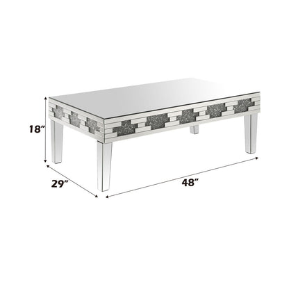 Noralie - 48" X 29" Coffee Table - Mirrored & Faux Diamonds