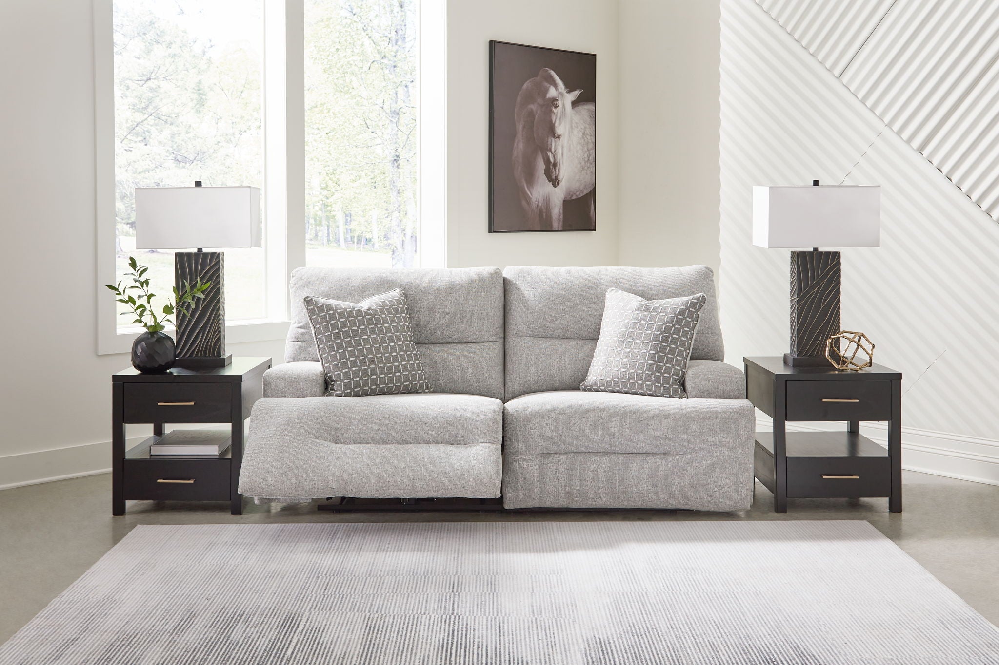 Acklen Place - 2-Piece Power Reclining Sectional Loveseat - Pewter
