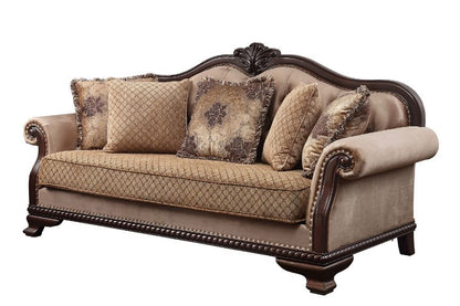 Chateau De Ville - Sofa With 5 Pillows Same Lv01588) - Fabric & Espresso