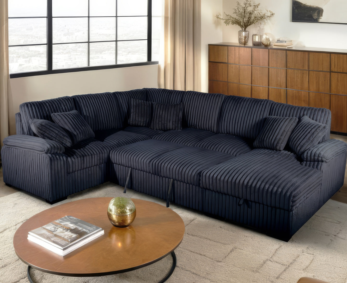 Venice Sectional Sleeper Sofa W/ Storage Chaise