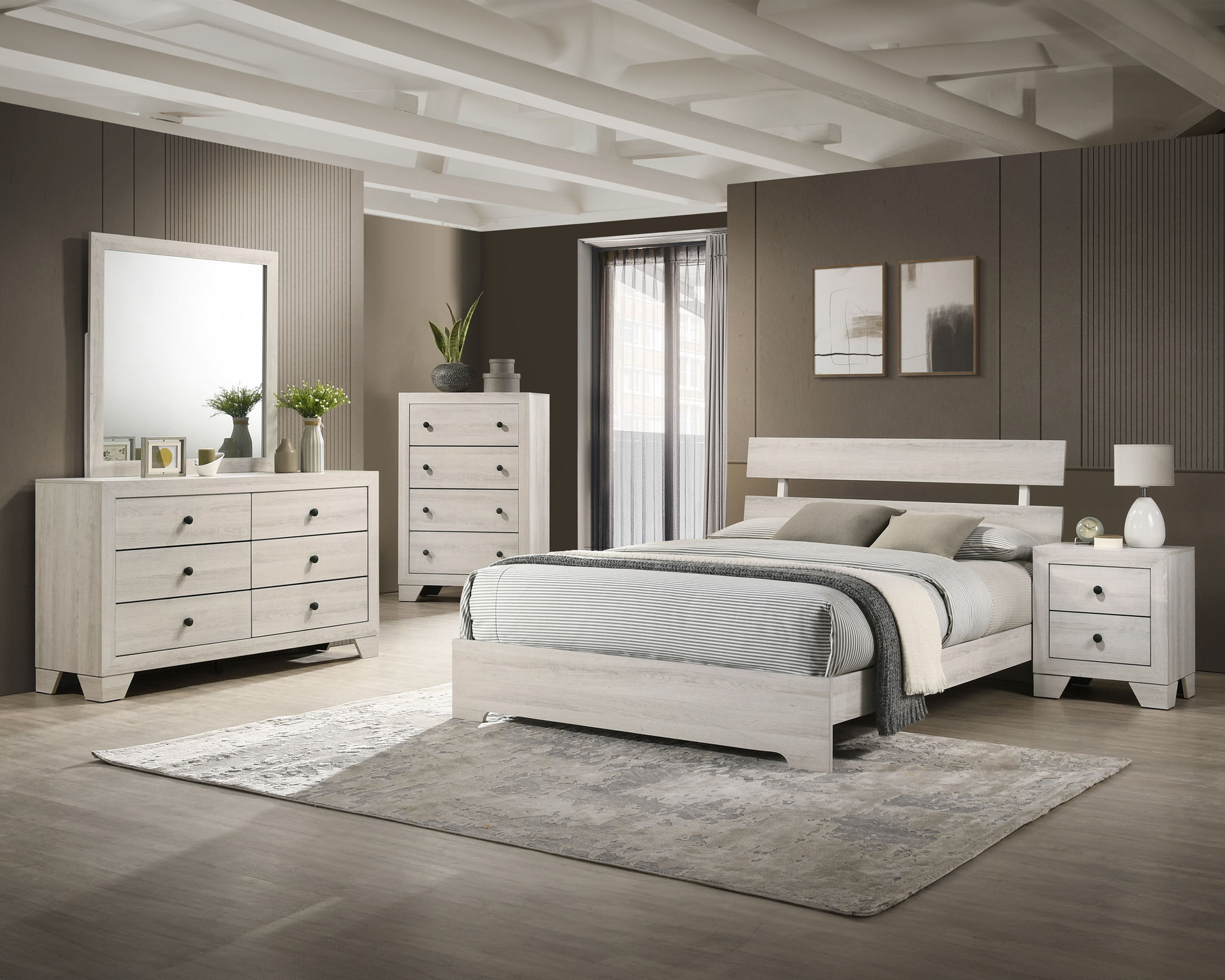 ATTICUS KING PLATFORM BED IN 1 BOX WHITE