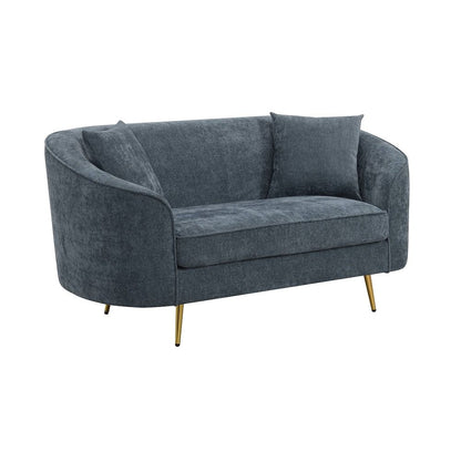 Nakendra - Loveseat With 2 Pillows - Cobalt Blue Chenille