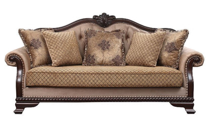 Chateau De Ville - Sofa With 5 Pillows Same Lv01588) - Fabric & Espresso