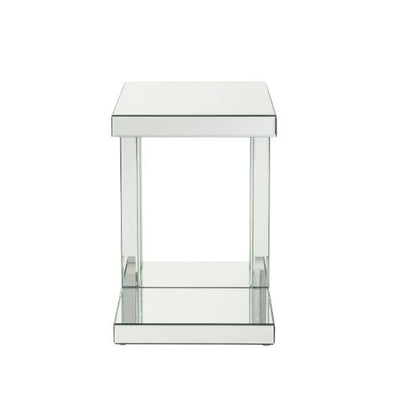 Nysa - 24" Accent Table - Mirrored & Faux Crystals Inlay