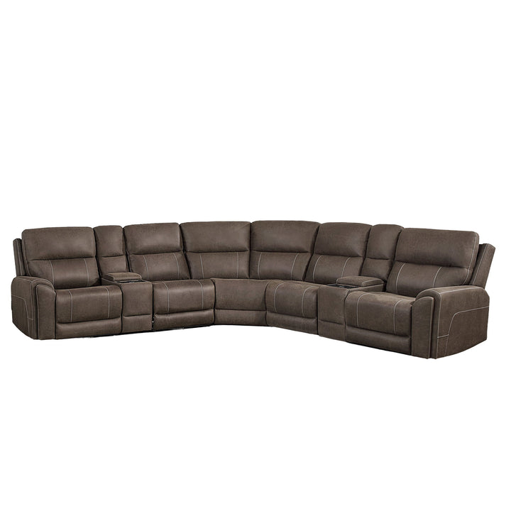 Gaia - 7 Piece P2 Power Sectional - Brown