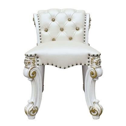 Vendome - Vanity Stool - Beige Synthetic Leather & Antique Pearl