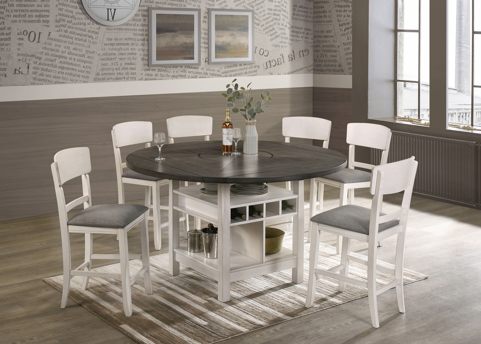 CONNER CHALK GREY CTR HT TBL SHELVE