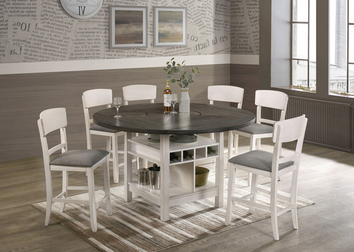 CONNER CHALK GREY CTR HT TBL SHELVE