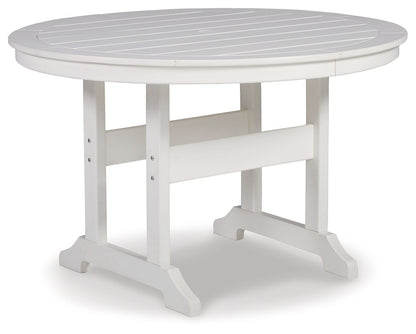 Crescent Luxe - Round Dining Table w/Umb OPT - White