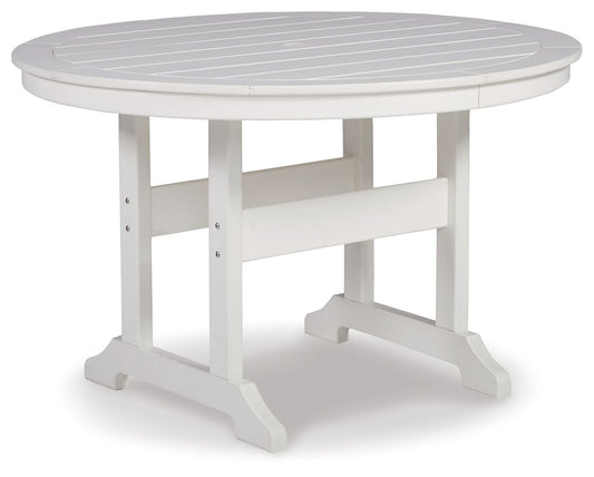 Crescent Luxe - Round Dining Table w/Umb OPT - White
