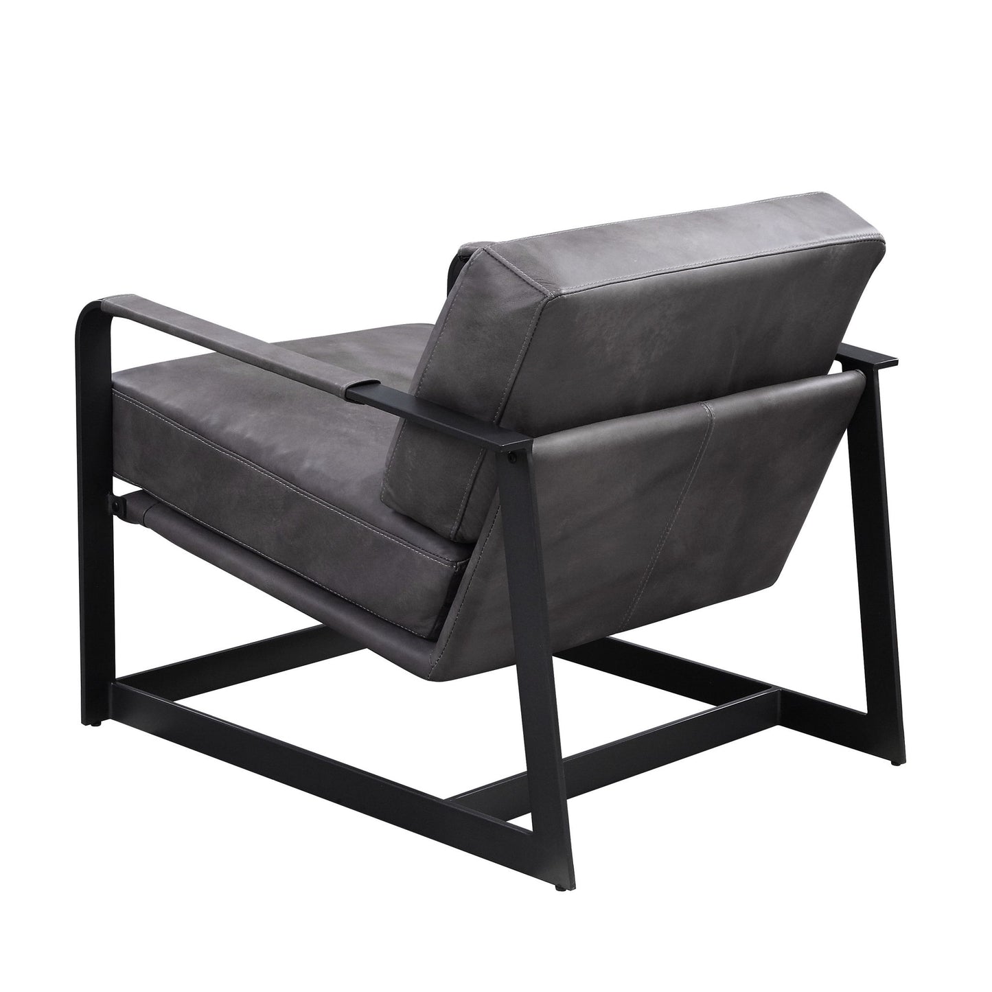 Locnos - Accent Chair - Gray Top Grain Leather & Black