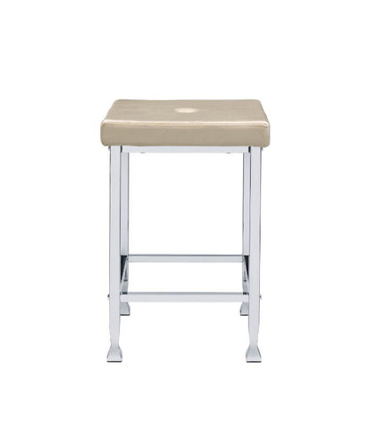 Raine - Counter Height Stool (Set of 2) - Beige Velvet & Chrome
