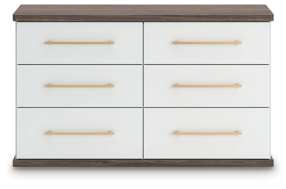 Kendanport - 3 Pc. - Dresser And 2 Nightstands - Brown / White