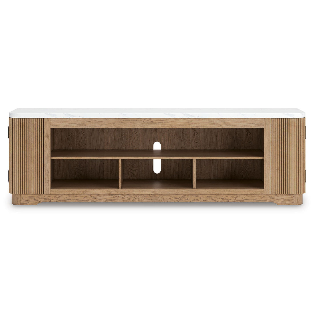 Camdill - XL TV Stand With Fireplace Option - Light Brown