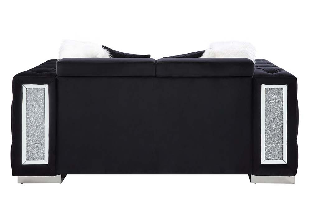 Trislar - Loveseat With 4 Pillows (Same 52526) - Black Velvet