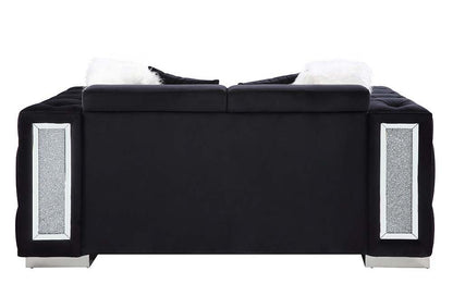 Trislar - Loveseat With 4 Pillows (Same 52526) - Black Velvet