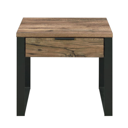 Aflo - End Table - Weathered Oak & Black