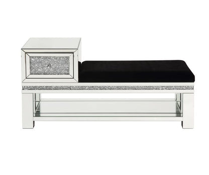 Noralie - 24" Bench With Storage - Mirrored & Faux Diamonds