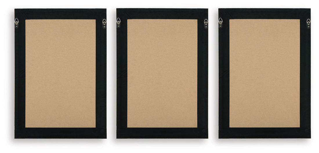 Huddwick - Wall Art Set (Set of 3) - Linen / Black