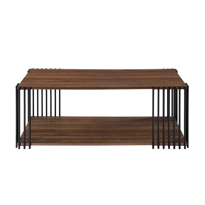 Vertex - Juego ocasional rectangular de 3 piezas (1 mesa de centro y 2 mesas auxiliares) - Marrón / Negro