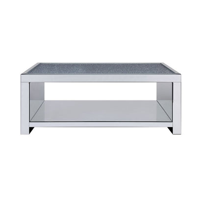 Noralie - Coffee Table - Clear Glass, Mirrored & Faux Diamonds