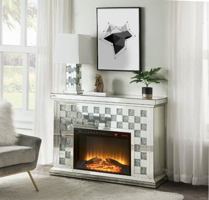 Noralie - Fireplace - Faux Diamonds & Mirrored