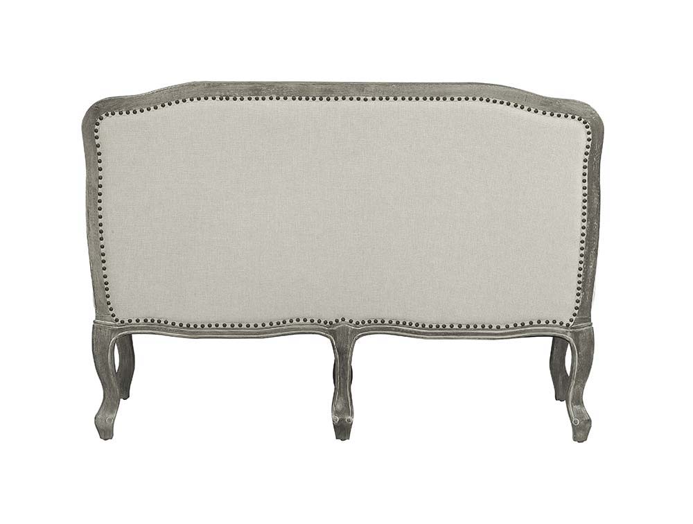 Tania - Loveseat With 2 Pillows - Cream Linen & Gray