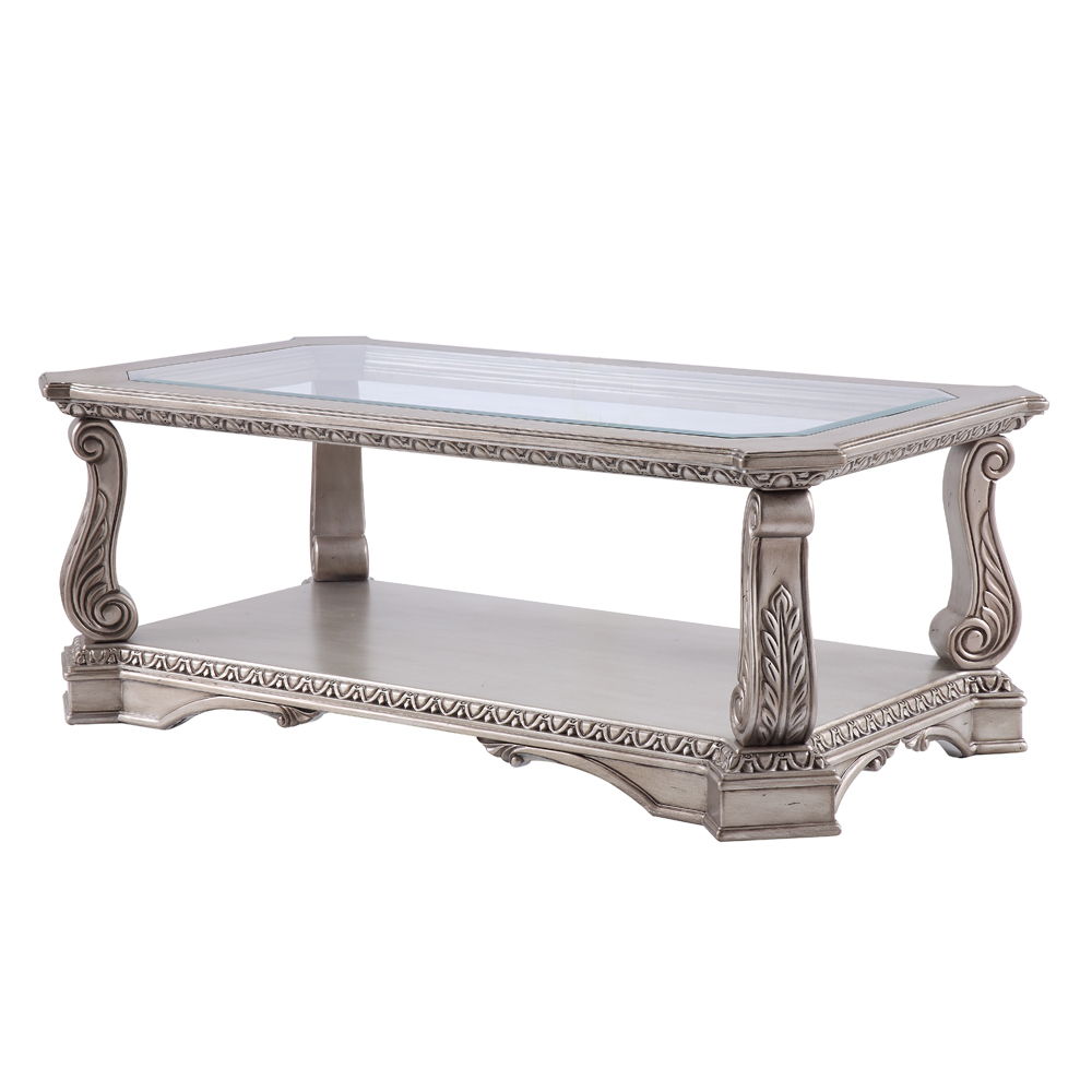 Northville - Coffee Table - Clear Glass & Antique Silver