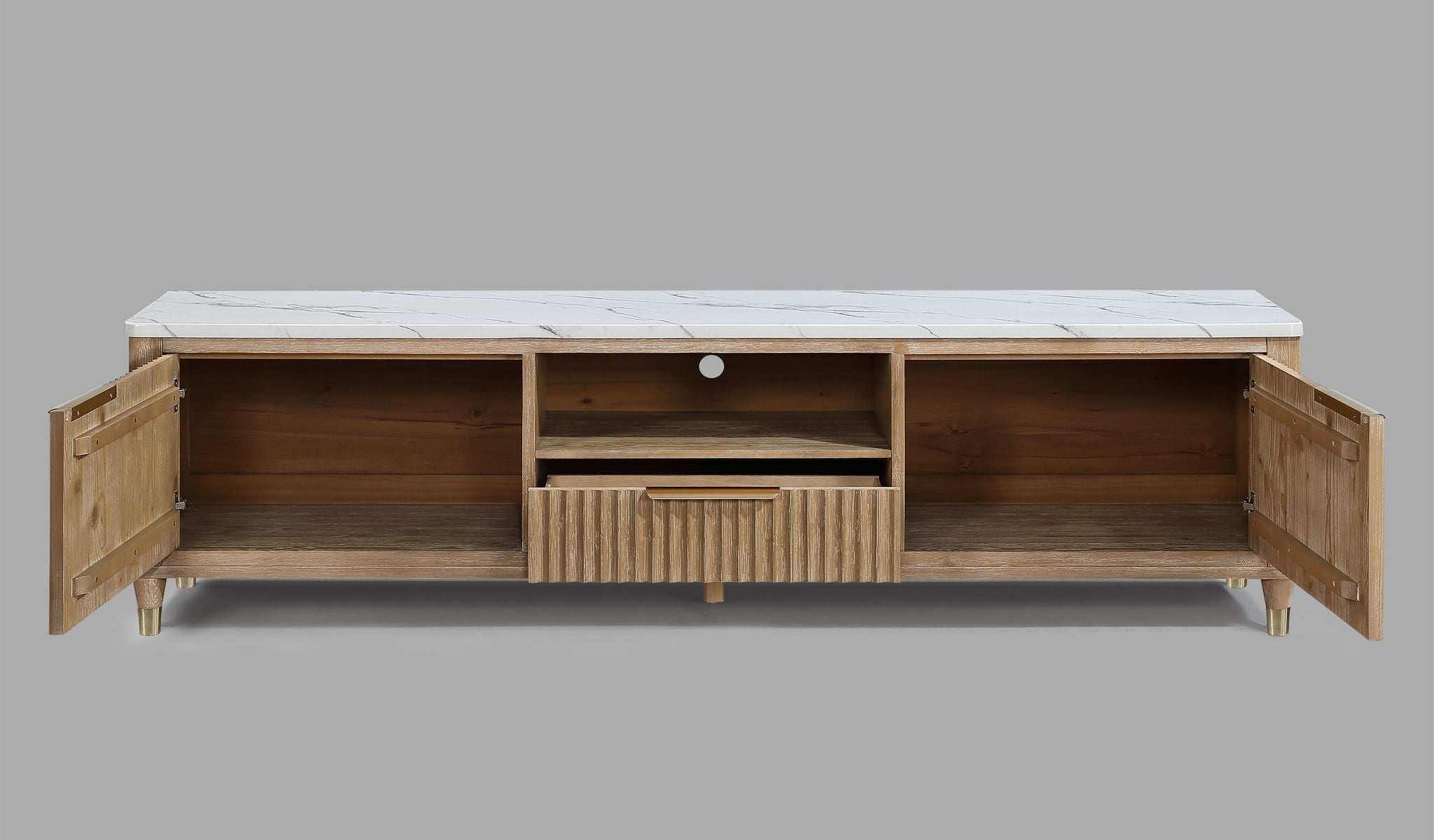 KARA TV STAND-CERUSED NATURAL