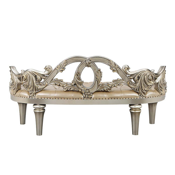 Danae - Bench - Champagne Synthetic Leather & Gold