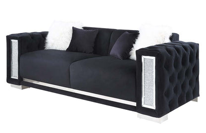 Trislar - Sofa With 4 Pillows (Same 52525) - Black Velvet