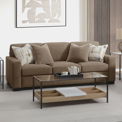 Darya - Sofa With 4 Pillows - Brown Suede Fabric