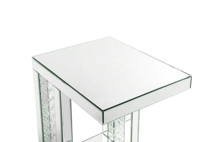 Nysa - 24" Accent Table - Mirrored & Faux Crystals Inlay
