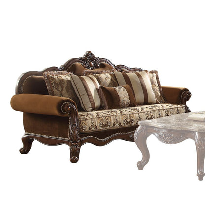 Jardena - Sofa With 6 Pillows Same Lv01591) - Pattern Fabric & Cherry Oak