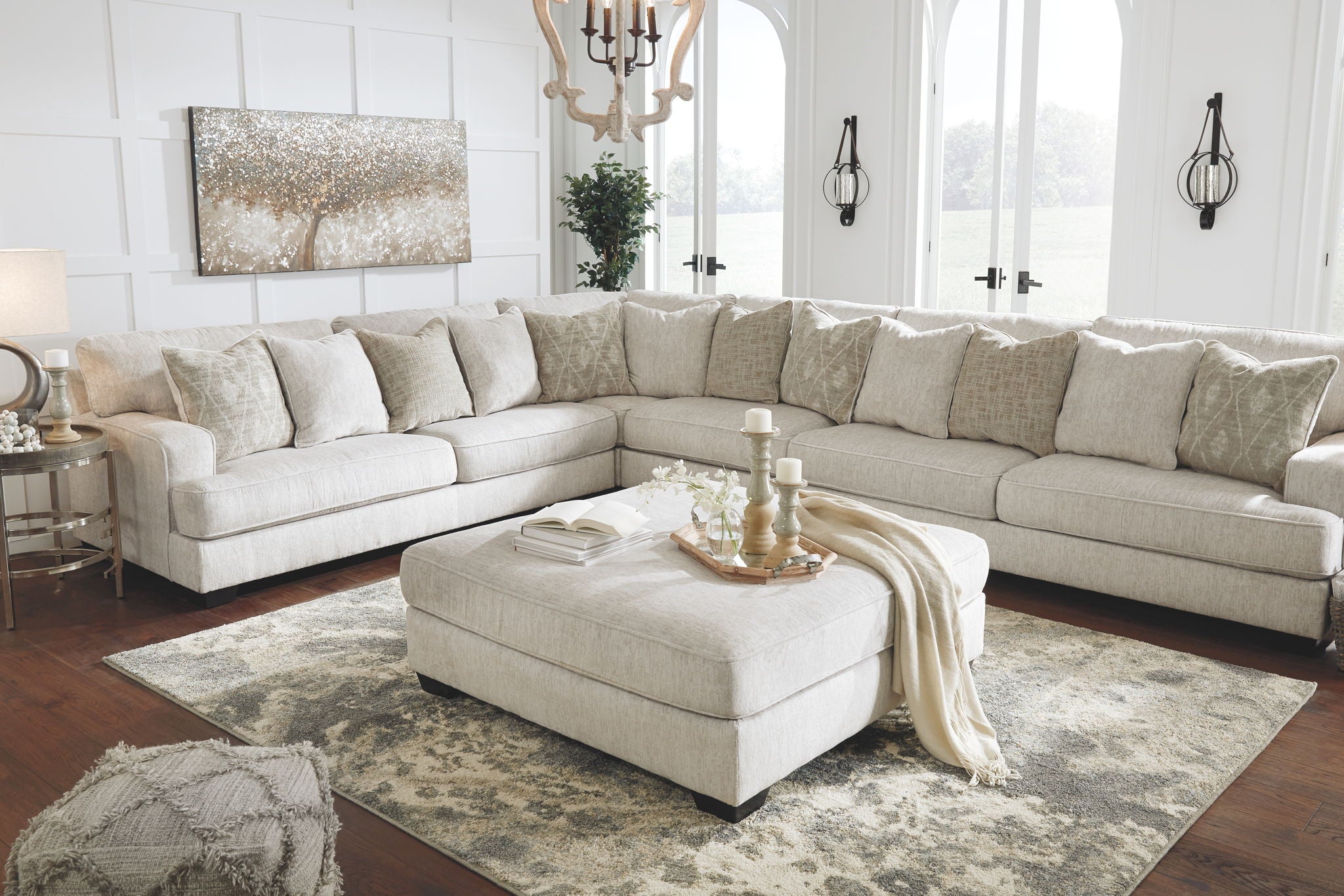 Rawcliffe - Oversized Accent Ottoman - Parchment