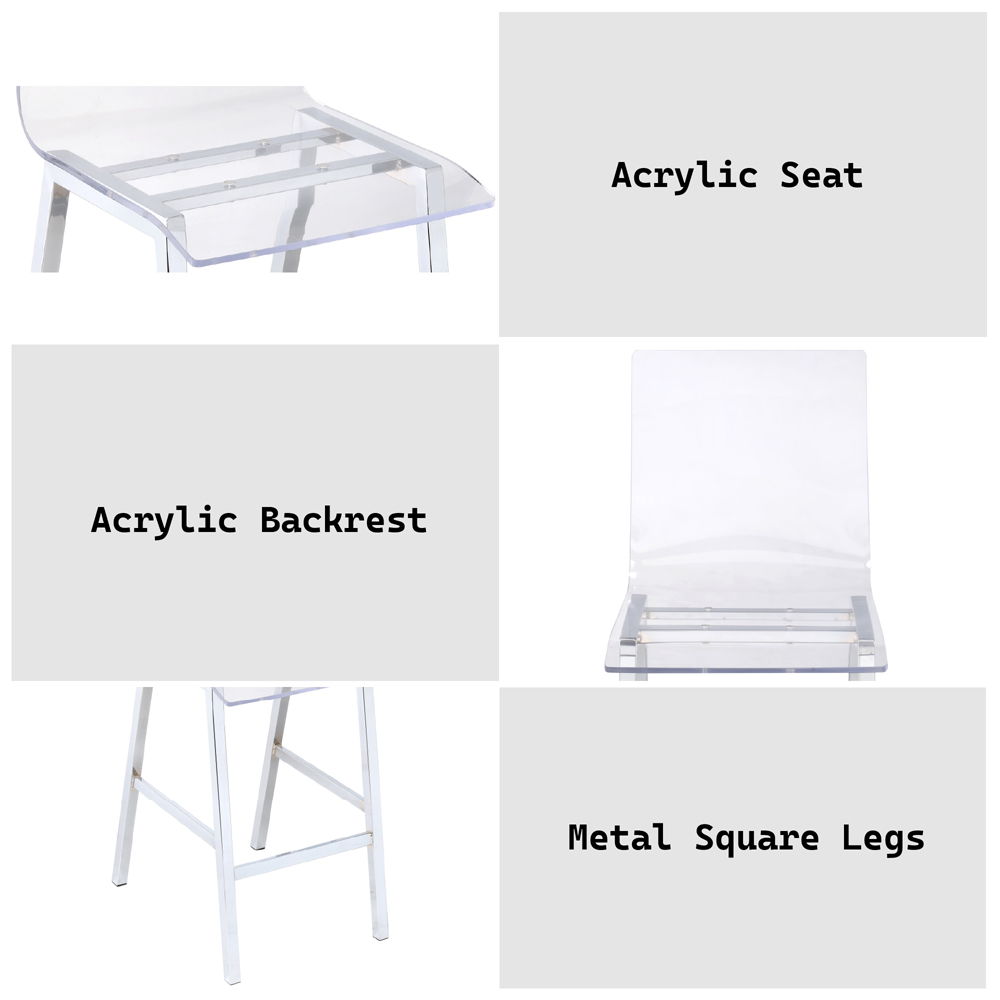 Nadie - Counter Height Chair (Set of 2) - Clear Acrylic & Chrome