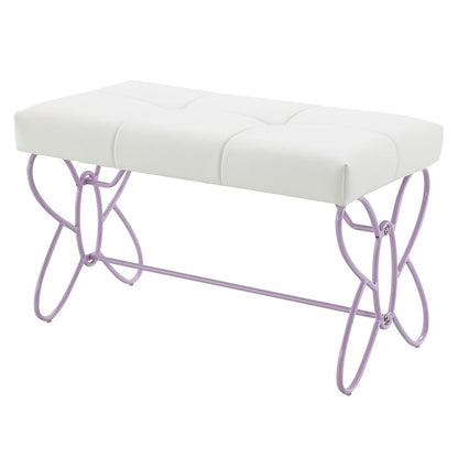 Priya II - Bench - White & Light Synthetic Leather Rple