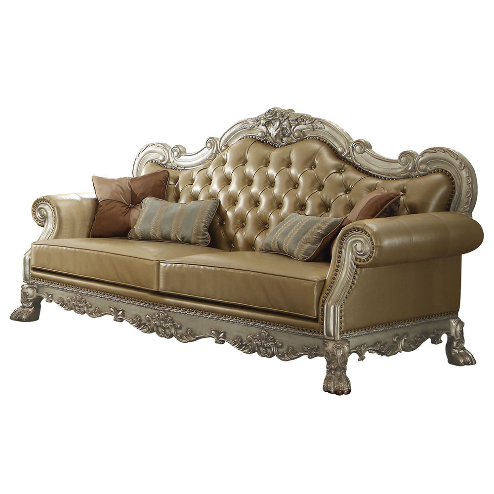Dresden - Sofa - Bone PU & Gold Patina