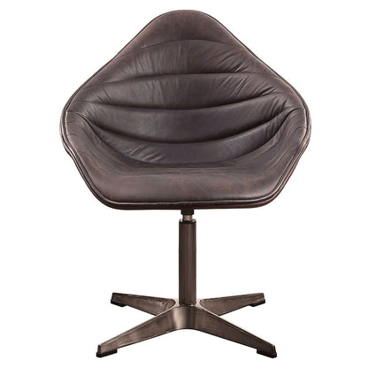 Pipino - Accent Chair With Swivel - Antique Ebony Top Grain Leather