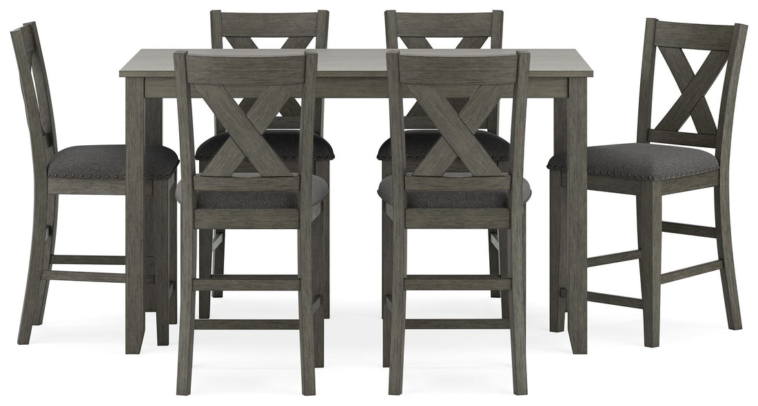 Caitbrook - Rect Drm Counter Table Set (Set of 7) - Gray