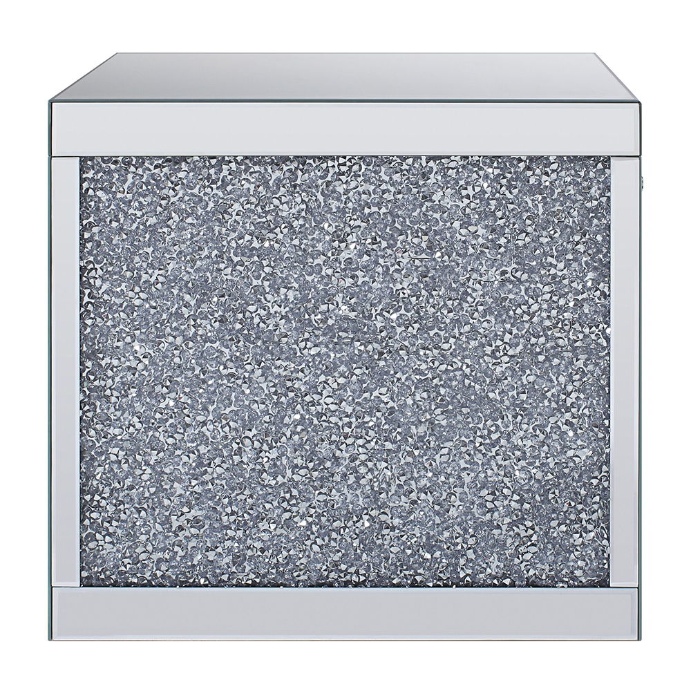 Noralie - 24" Square End Table - Mirrored & Faux Diamonds