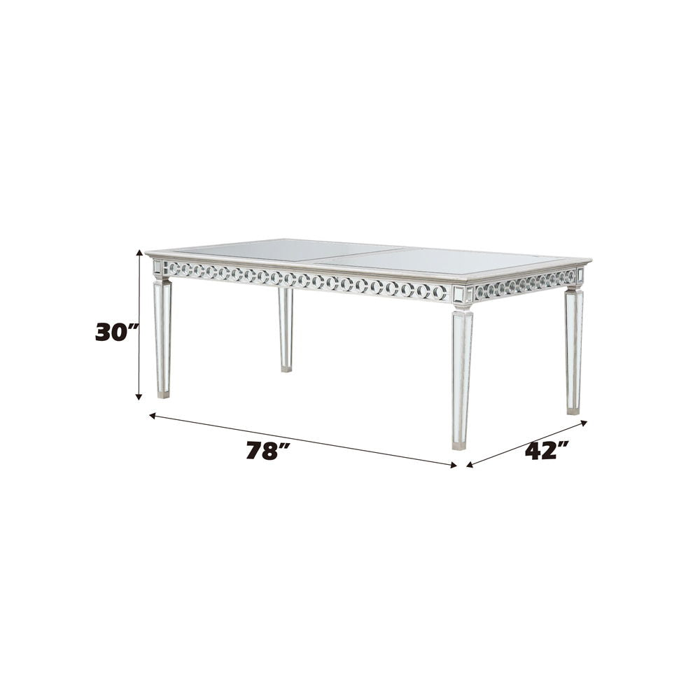 Varian - 78" Dining Table - Mirrored & Antique Platinum