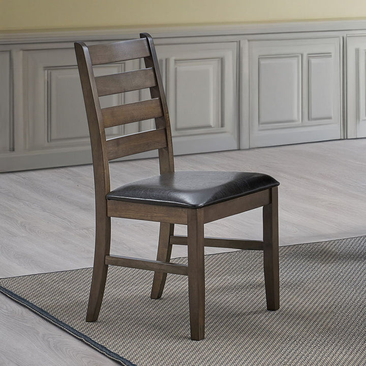 Damica - Side Chair (Set of 2) - Brown Synthetic Leather & Walnut