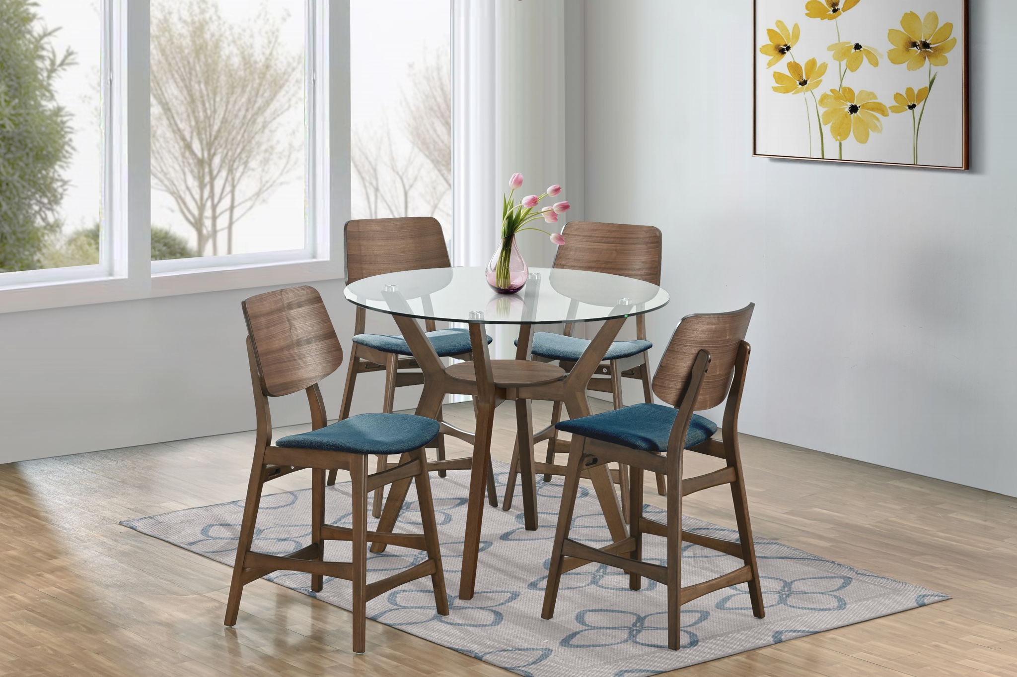 Oscar - Round Glass Counter Table Set