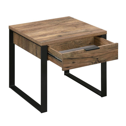 Aflo - End Table - Weathered Oak & Black