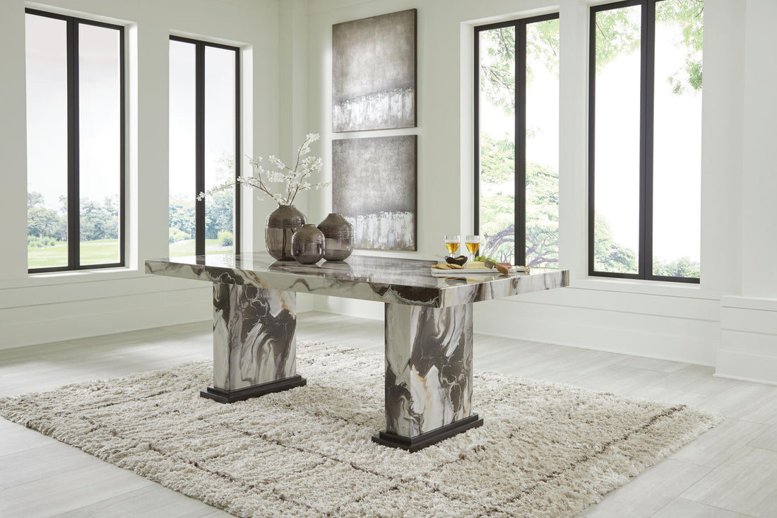 Jeshina - Dining Table - Dark Brown / Beige