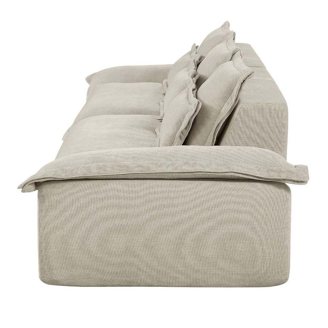 Jesse - Oversized Sofa With 6 Pillows - Beige Linen