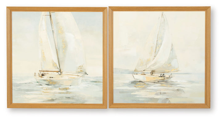 Winbrook - Wall Art Set (Set of 2) - Gray / Tan / Gold Finish