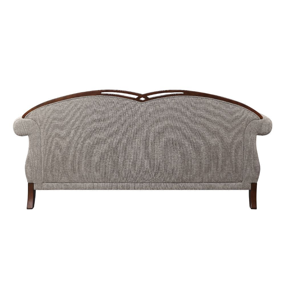 Miyeon - Sofa With 5 Pillows - Fabric & Cherry