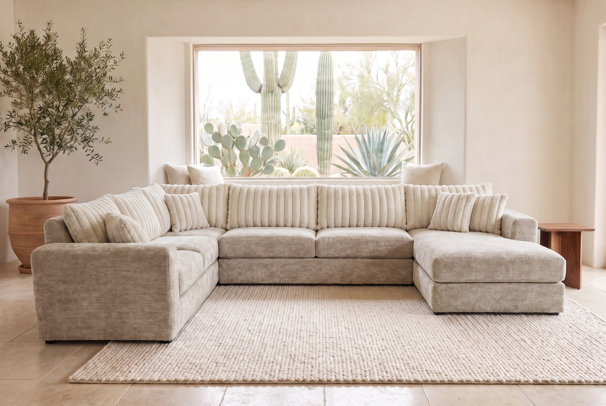 Luna sectional in Two-Tone Bone / Cream, styled in a Phoenix living room